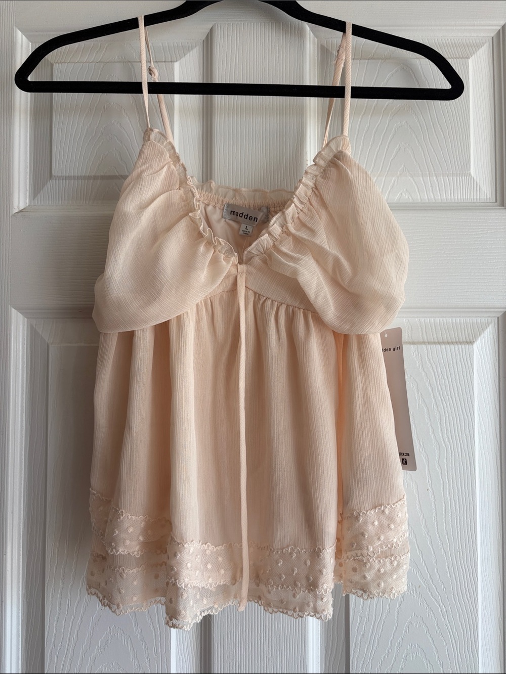 Madden Girl Pale Peach Ruffle-Trim Camisole